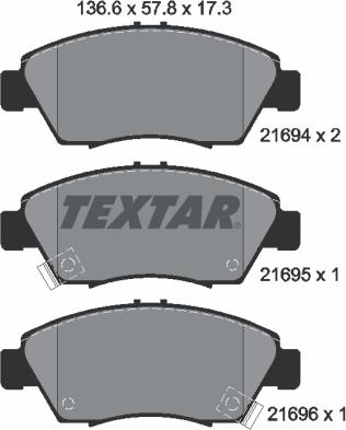 Textar 2169401 — Zestaw klocków hamulcowych, hamulce tarczowe