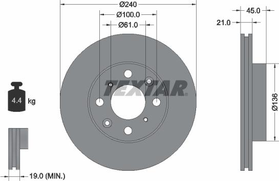 Textar 92077800 — Tarcza hamulcowa