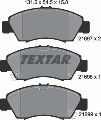 Textar 2169701 — Zestaw klocków hamulcowych, hamulce tarczowe
