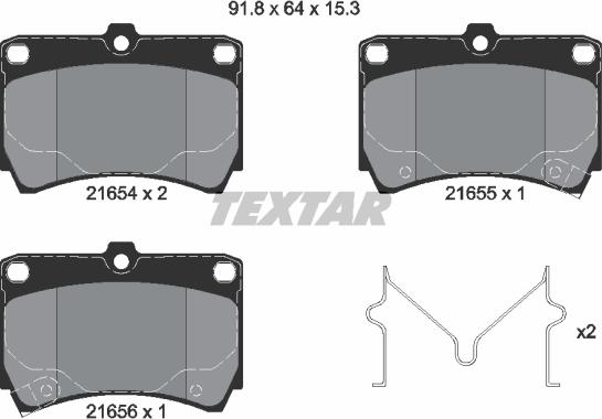 Textar 2165404 — Zestaw klocków hamulcowych, hamulce tarczowe