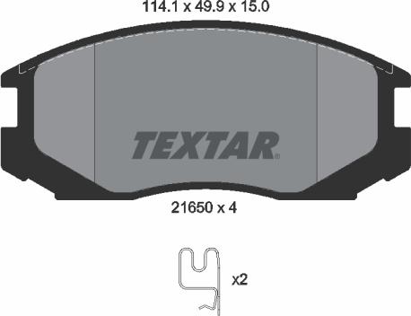 Textar 2165001 — Zestaw klocków hamulcowych, hamulce tarczowe