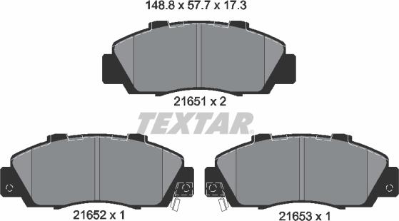 Textar 2165101 — Zestaw klocków hamulcowych, hamulce tarczowe