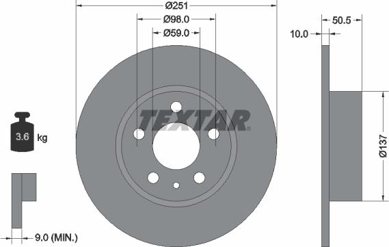 Textar 92046903 — Tarcza hamulcowa