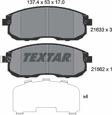 Textar 2163301 — Zestaw klocków hamulcowych, hamulce tarczowe
