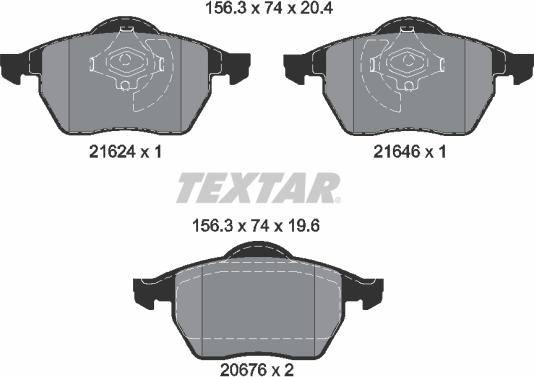 Textar 2162402 — Zestaw klocków hamulcowych, hamulce tarczowe