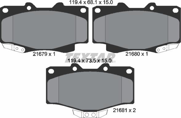 Textar 2167904 — Zestaw klocków hamulcowych, hamulce tarczowe