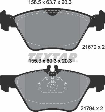 Textar 2167001 — Zestaw klocków hamulcowych, hamulce tarczowe