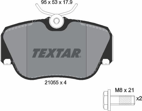 Textar 2105503 — Zestaw klocków hamulcowych, hamulce tarczowe