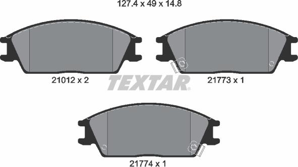 Textar 2101202 — Zestaw klocków hamulcowych, hamulce tarczowe