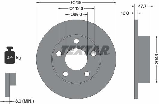 Textar 92088503 — Tarcza hamulcowa