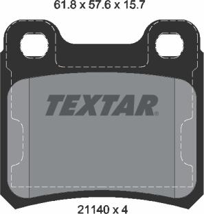Textar 2114001 — Zestaw klocków hamulcowych, hamulce tarczowe