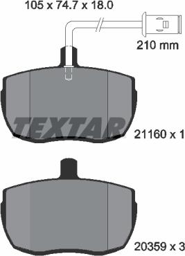 Textar 2116002 — Zestaw klocków hamulcowych, hamulce tarczowe