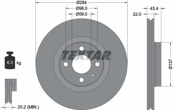 Textar 92053503 — Tarcza hamulcowa