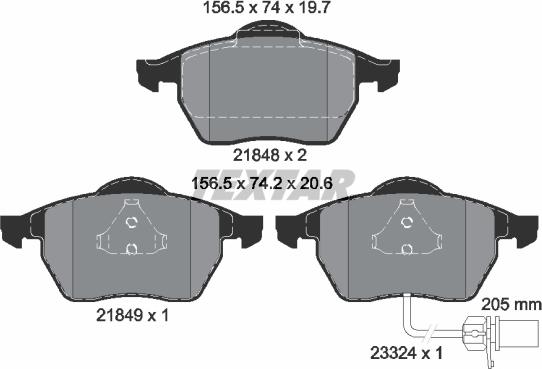 Textar 2184903 — Zestaw klocków hamulcowych, hamulce tarczowe