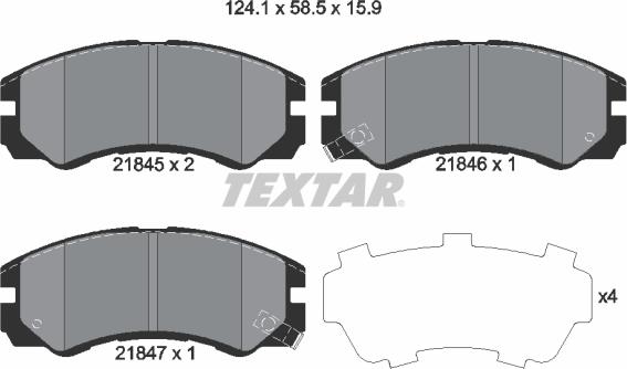 Textar 2184501 — Zestaw klocków hamulcowych, hamulce tarczowe