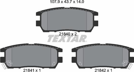 Textar 2184002 — Zestaw klocków hamulcowych, hamulce tarczowe