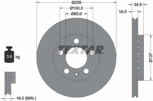 Textar 92106803 — Tarcza hamulcowa
