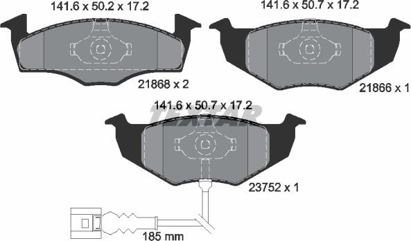 Textar 2186801 — Zestaw klocków hamulcowych, hamulce tarczowe