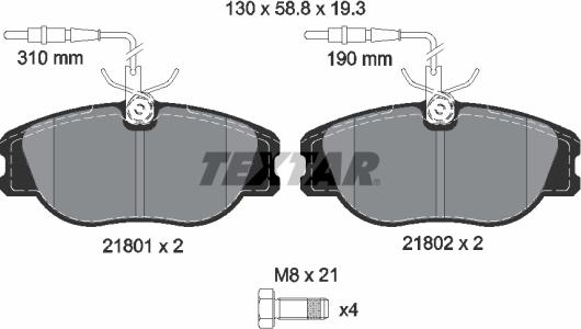 Textar 2180101 — Zestaw klocków hamulcowych, hamulce tarczowe