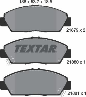 Textar 2187901 — Zestaw klocków hamulcowych, hamulce tarczowe