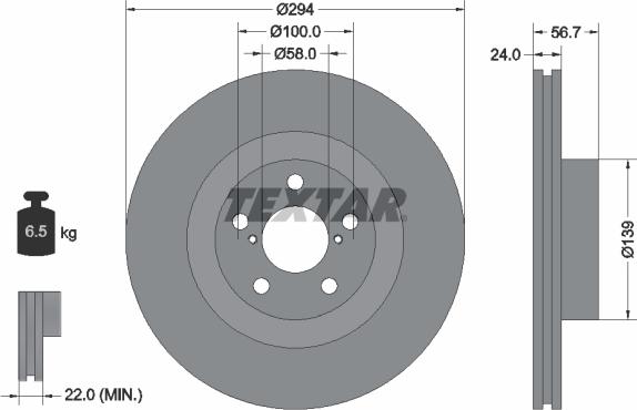 Textar 92139500 — Tarcza hamulcowa