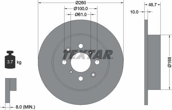 Textar 92125300 — Tarcza hamulcowa