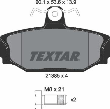 Textar 2138501 — Zestaw klocków hamulcowych, hamulce tarczowe