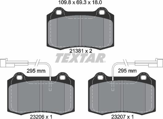 Textar 2138103 — Zestaw klocków hamulcowych, hamulce tarczowe