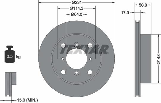 Textar 92069000 — Tarcza hamulcowa
