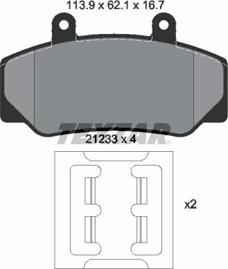 Textar 2123302 — Zestaw klocków hamulcowych, hamulce tarczowe
