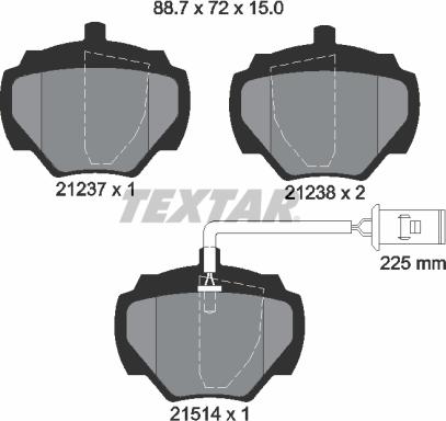 Textar 2123701 — Zestaw klocków hamulcowych, hamulce tarczowe