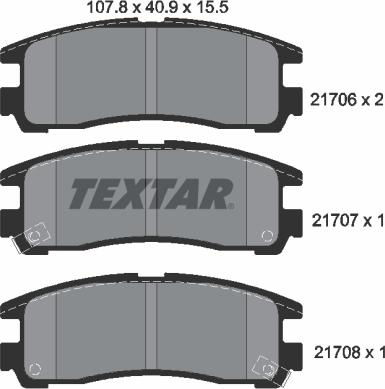 Textar 2170602 — Zestaw klocków hamulcowych, hamulce tarczowe
