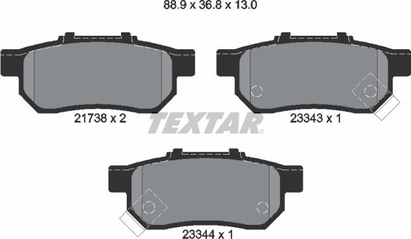 Textar 2173801 — Zestaw klocków hamulcowych, hamulce tarczowe