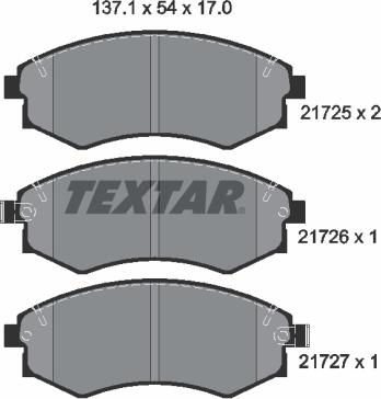 Textar 2172501 — Zestaw klocków hamulcowych, hamulce tarczowe
