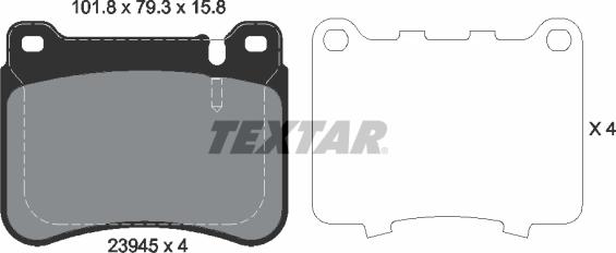 Textar 2394501 — Zestaw klocków hamulcowych, hamulce tarczowe