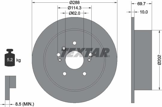 Textar 92171603 — Tarcza hamulcowa