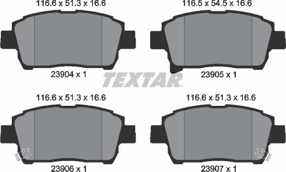 Textar 2390401 — Zestaw klocków hamulcowych, hamulce tarczowe