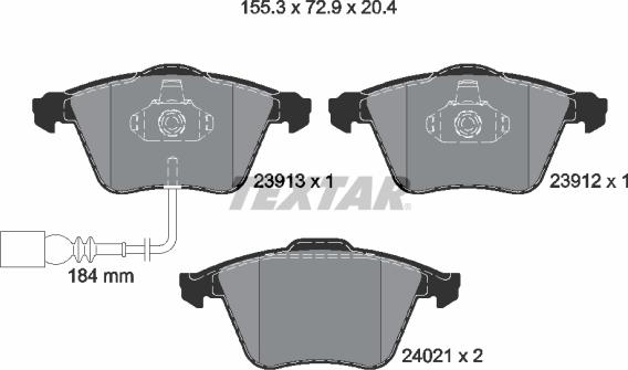 Textar 2391301 — Zestaw klocków hamulcowych, hamulce tarczowe