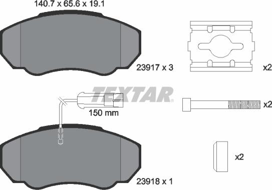 Textar 2391701 — Zestaw klocków hamulcowych, hamulce tarczowe