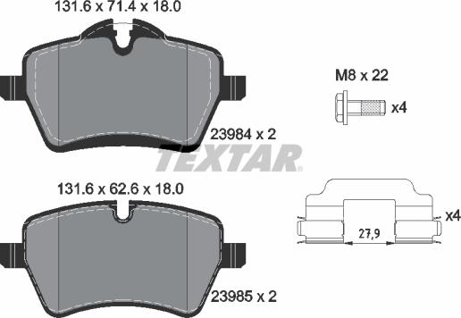 Textar 2398401 — Zestaw klocków hamulcowych, hamulce tarczowe
