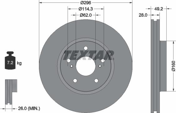 Textar 92174303 — Tarcza hamulcowa