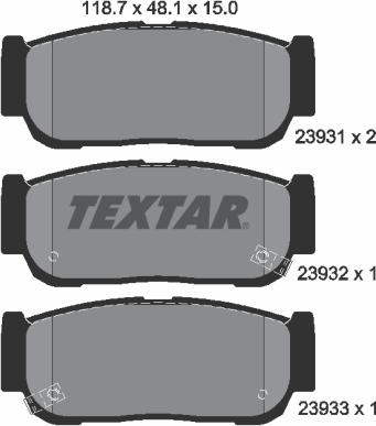 Textar 2393101 — Zestaw klocków hamulcowych, hamulce tarczowe