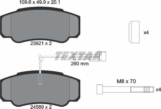 Textar 2392103 — Zestaw klocków hamulcowych, hamulce tarczowe