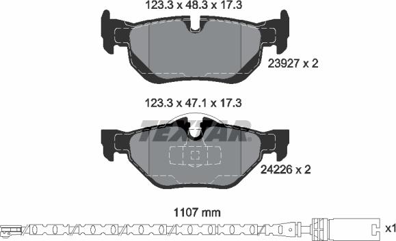 Textar 2392707 — Zestaw klocków hamulcowych, hamulce tarczowe