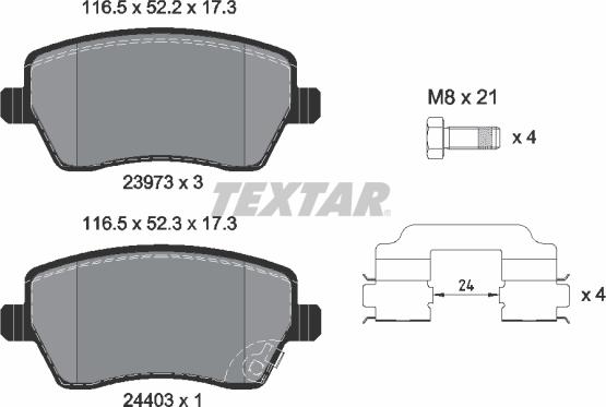 Textar 2397302 — Zestaw klocków hamulcowych, hamulce tarczowe