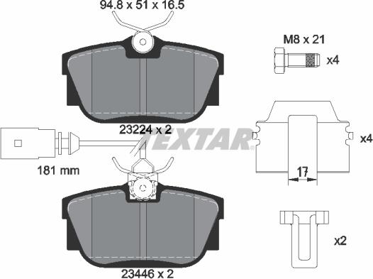 Textar 2344605 — Zestaw klocków hamulcowych, hamulce tarczowe
