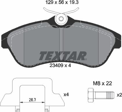 Textar 2340902 — Zestaw klocków hamulcowych, hamulce tarczowe