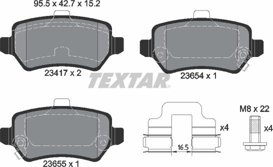 Textar 2341703 — Zestaw klocków hamulcowych, hamulce tarczowe