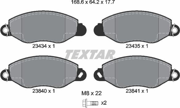 Textar 2343401 — Zestaw klocków hamulcowych, hamulce tarczowe