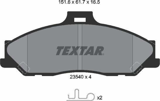 Textar 2354001 — Zestaw klocków hamulcowych, hamulce tarczowe